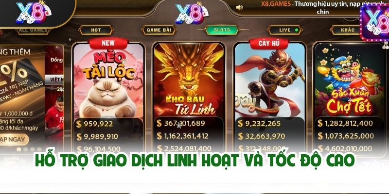 Hỗ trợ giao dịch linh hoạt và tốc độ cao